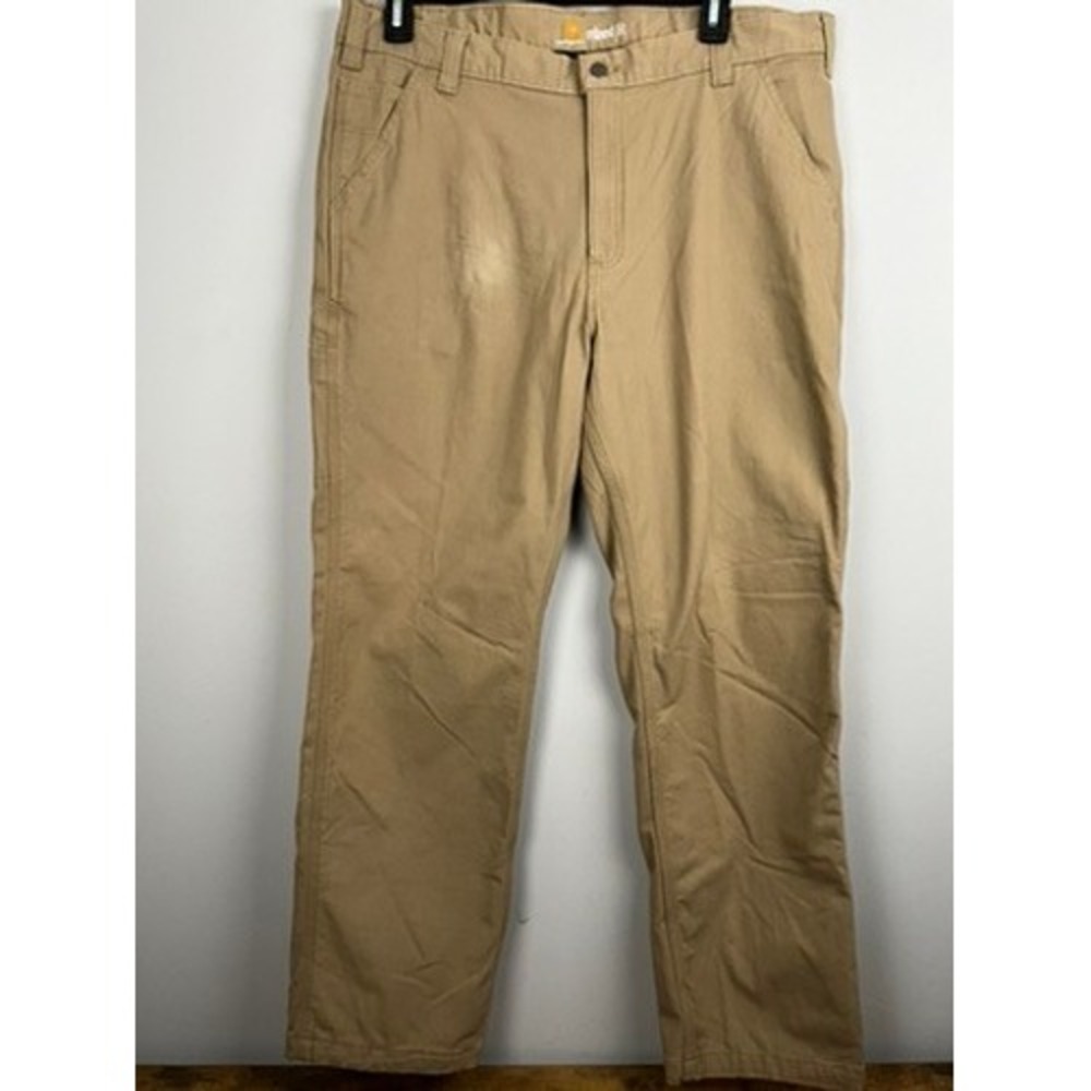 Carhartt Men's Khaki Relaxed Fit Work‎ Pants inside liner Size 40x32